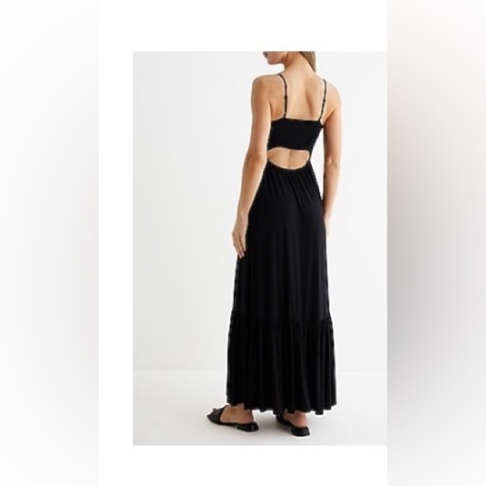 Express V-Neck Cutout Tiered Maxi Dress